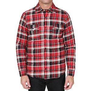 Slate & Stone Men's Red Plaid Cotton Outdoor Warm Quilted Shirt Jacket Size S